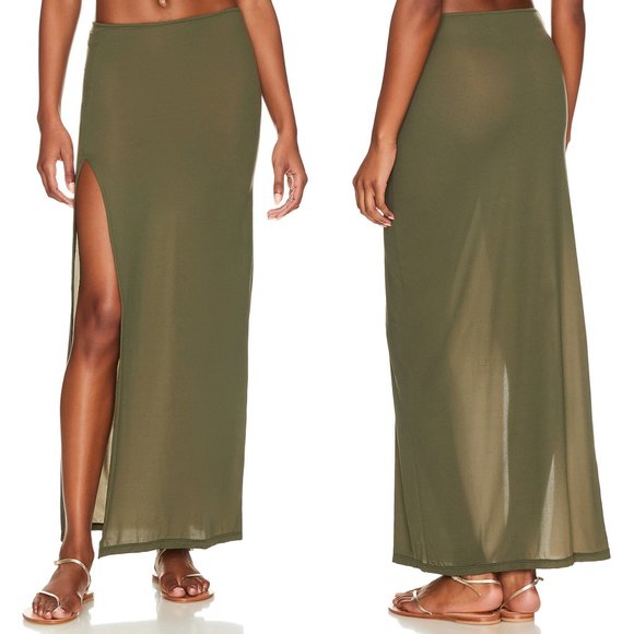NEW Indah Rosetta Maxi Skirt in Passage Olive Army Green Small S - Picture 1 of 2